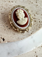 Romantic Gold-Tone Cameo Brooch