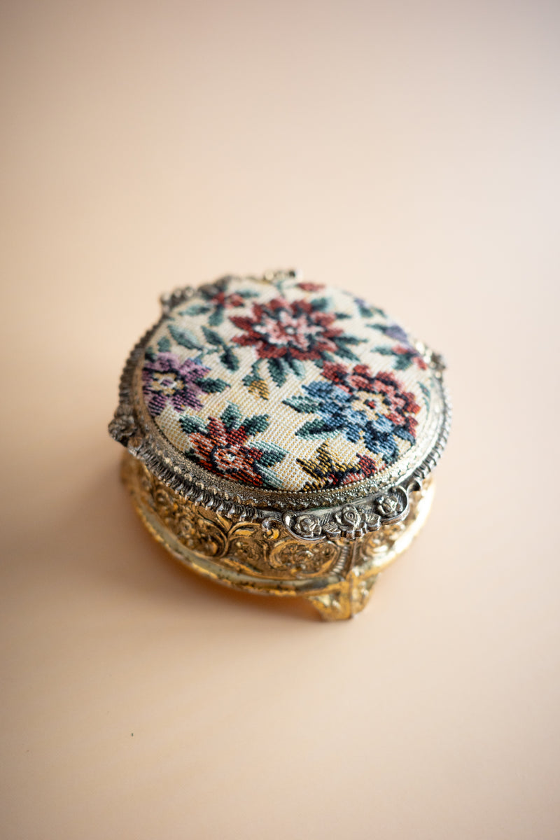 Claw Foot Tapestry Trinket Box