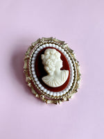 Romantic Gold-Tone Cameo Brooch