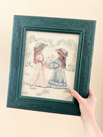 Framed Sisters Holding Hands Cross Stitch