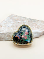 Black Cloisonné Heart Shaped Pill/Trinket Box