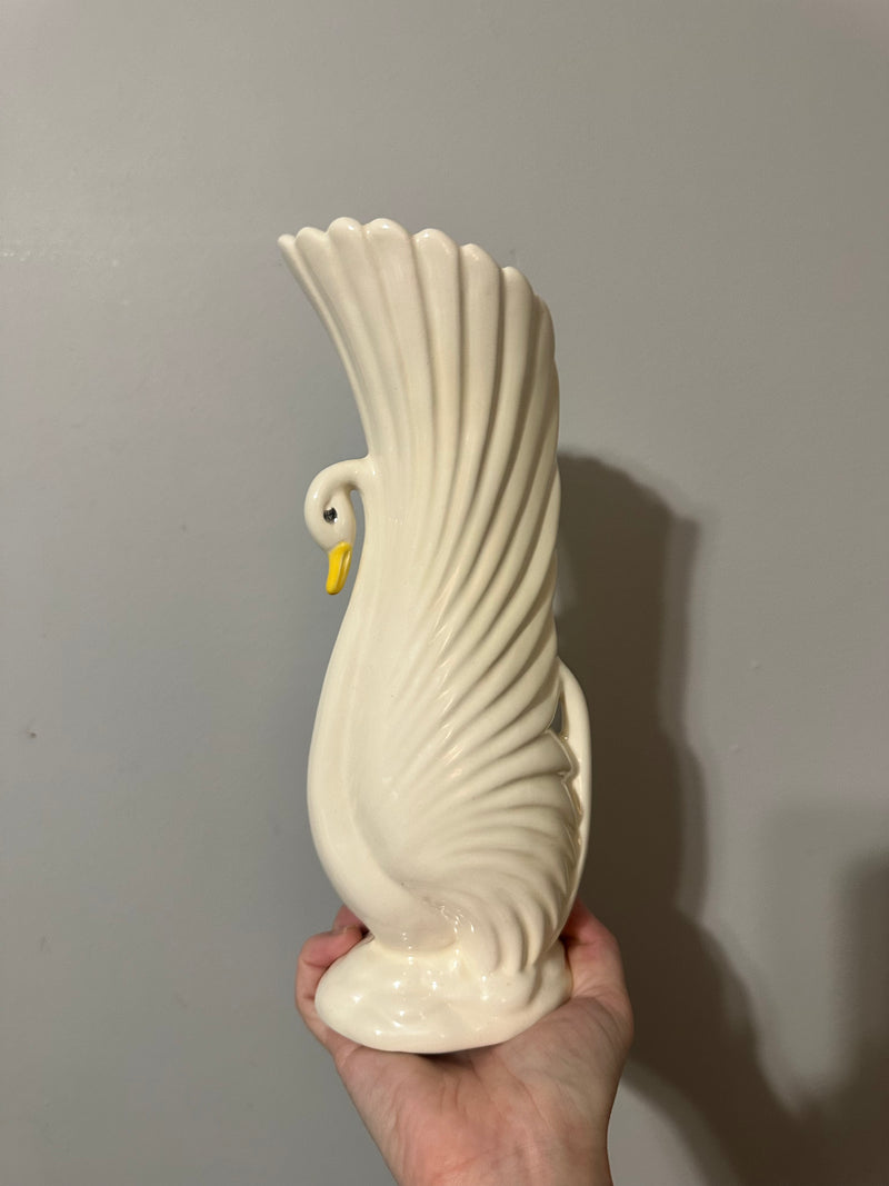 White Art Deco Swan Vase