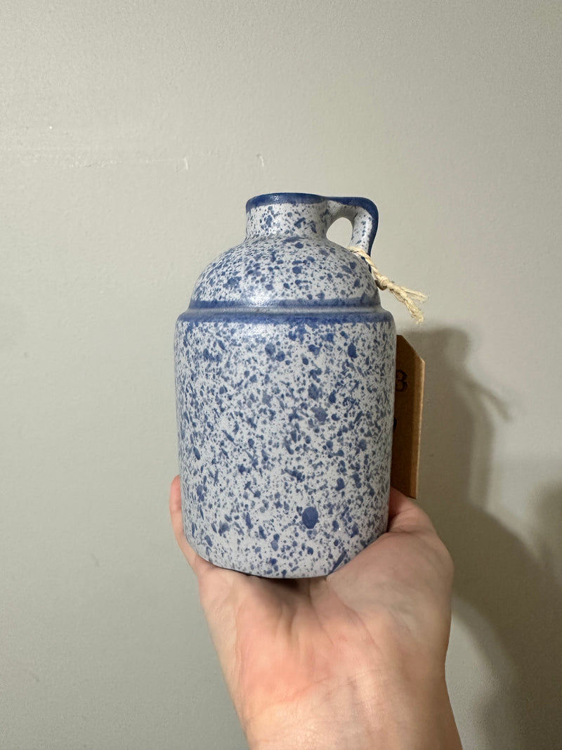 Blue Speckled Ceramic Jug - Vintage Laurentian Canada Pottery