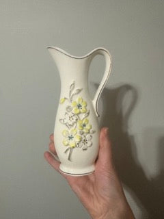 White vase w/ Embossed Floral Detail - Made In Japan