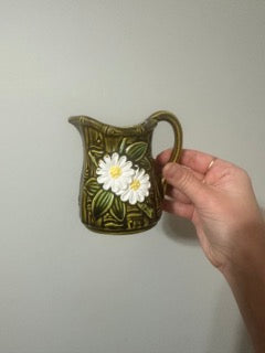 1970's Green Bamboo Daisy Creamer - Made In Japan