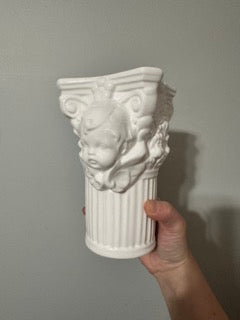 White Cherub Plinth Vase