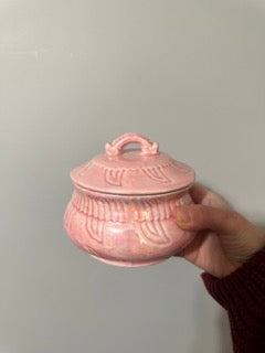 Iridescent Pink Trinket Dish w/ Lid