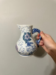 Pretty Blue & Pink Chinoiserie Pitcher/Vase