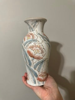 Soft Blue & Pink Chinoiserie Vase - Large Size