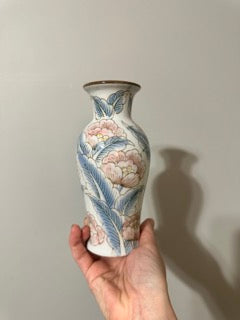 Soft Blue & Pink Chinoiserie Vase - Medium Size