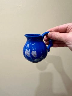 Lovely Blue Mini Pitcher Vase w/ Floral Motif