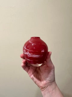 Handblown Red & White Swirl Bud Vase/Paper Weight