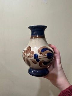 Hand-Painted Blue & Brown W-Germany Vase