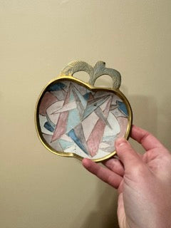 Brass Apple Trinket Tray w/ Enamel Design