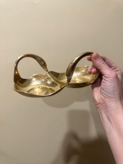 Vintage Brass Double Swan Trinket Tray