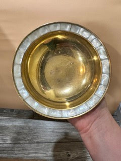 Mother Of Pearl Rimmed Brass Catch-All Bowl