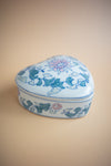 Hand-Painted Heart Shaped Chinoiserie Trinket Box