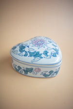 Hand-Painted Heart Shaped Chinoiserie Trinket Box