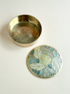 Small Brass Trinket Box w/ Enamel Design Lid