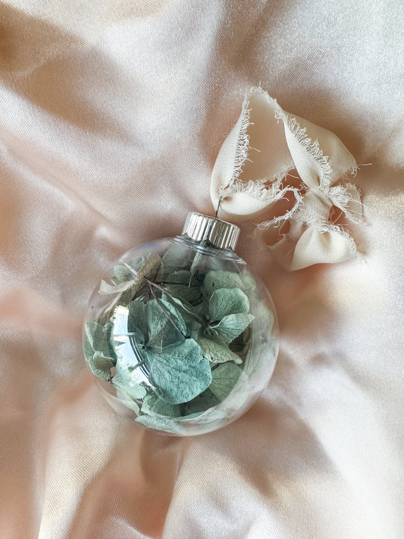 Muted Blue Hydrangea Petal Tree Bauble