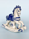 Vintage White & Blue Porcelain Rocking Horse