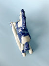 Vintage White & Blue Porcelain Rocking Horse