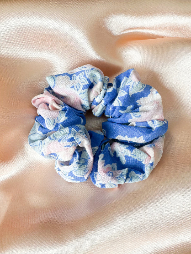 Blue & Pink Vintage Floral Scrunchy