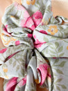 Blue, Pink & Yellow Vintage Floral Scrunchy
