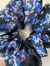 Black Abstract Colourful Floral Scrunchy