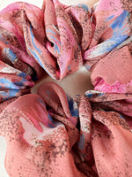 Dusty Rose & Blue Abstract Pattern Scrunchy