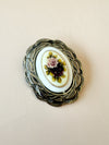 Pristine Floral Cameo Brooch