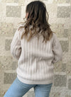 Cozy Oatmeal V-Neck Vintage Cable Knit Sweater