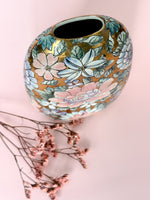 STUNNING Golden Peony Floral Vase - Vintage Toyo Pottery