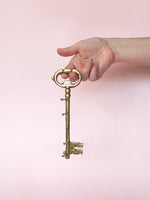 Brass Skeleton Key Shaped Key Holder