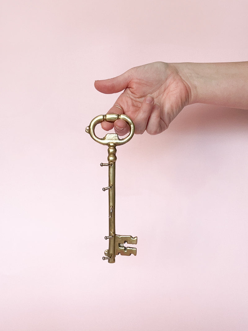 Brass Skeleton Key Shaped Key Holder