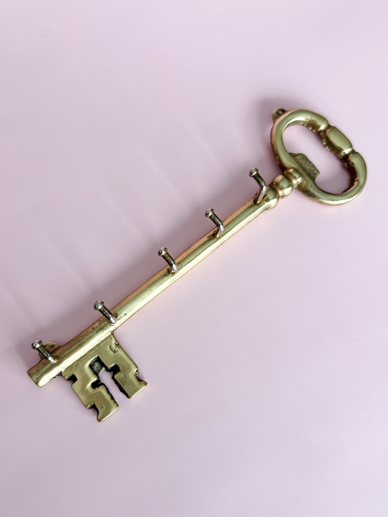 Brass Skeleton Key Shaped Key Holder