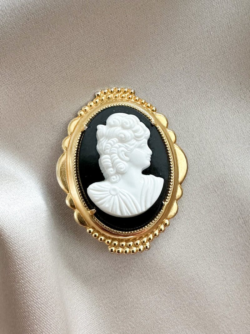 Black & Gold Cameo Brooch