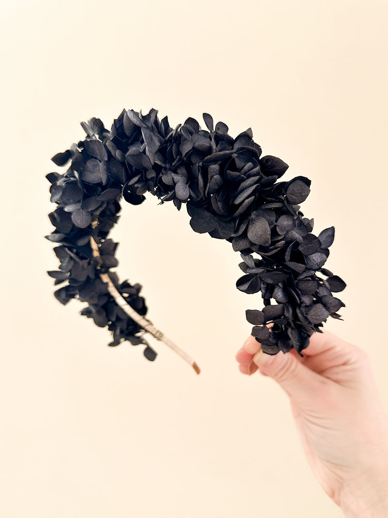 Black Hydrangea Petal Headband