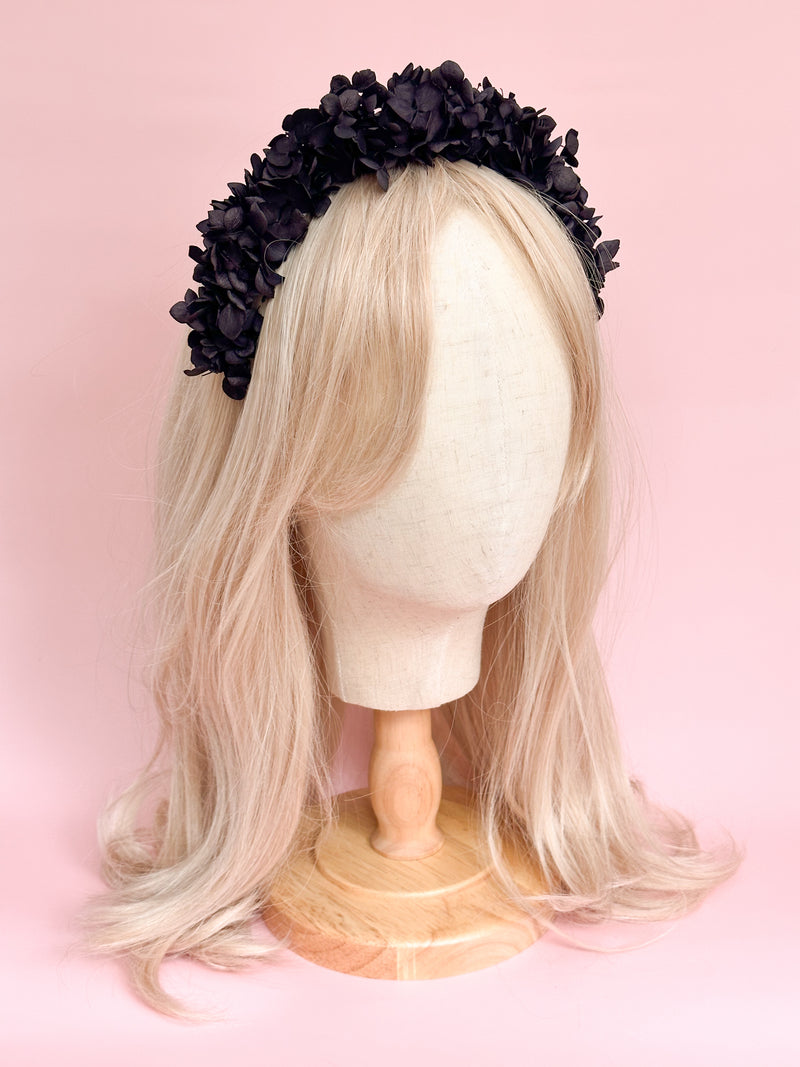 Black Hydrangea Petal Headband