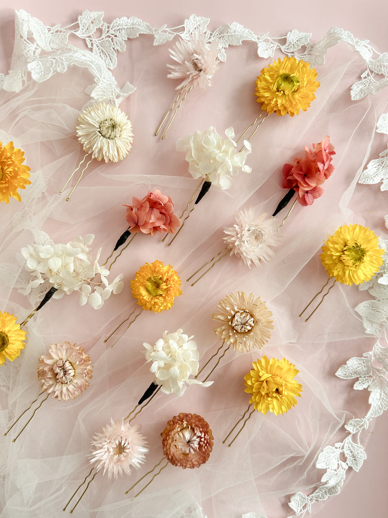 Hydrangea Dried Floral Hair Pins