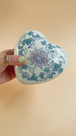 Hand-Painted Heart Shaped Chinoiserie Trinket Box