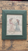 Framed Sisters Holding Hands Cross Stitch