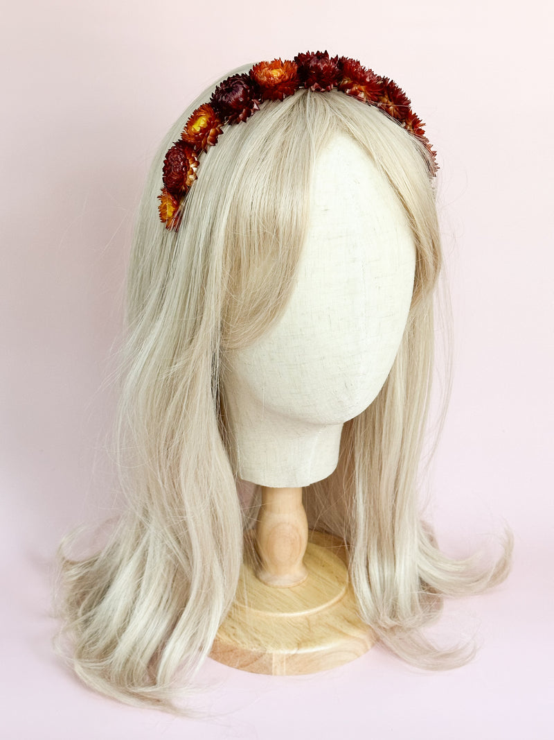 Ruby Red/Orange Strawflower Headband