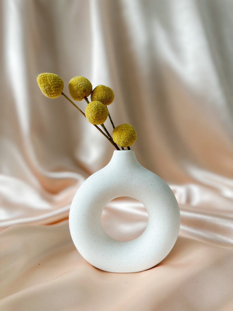 Mini White Speckled Donut Vase