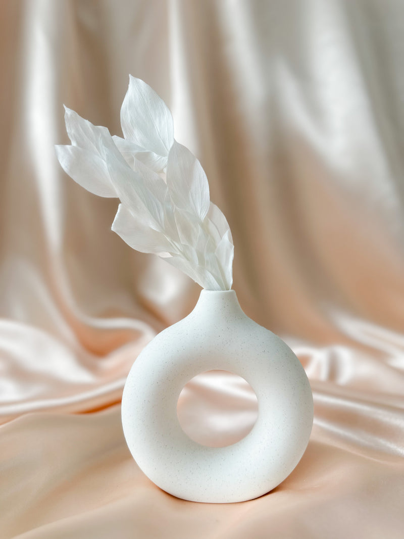 Mini White Speckled Donut Vase