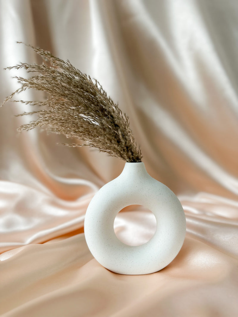 Mini White Speckled Donut Vase